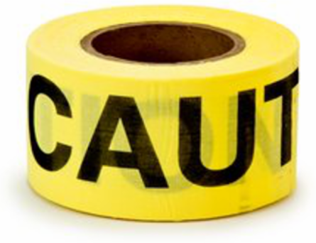 Scotch Repulpable Barricade Tape, CAUTION 3 Inch x 150 Ft, Yellow, 10 Mil, 8 Rolls/Case