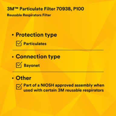 3M™ Particulate Filter 7093B, P100 144 EA/Case