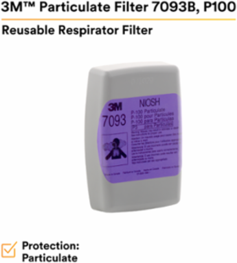 3M™ Particulate Filter 7093B, P100 144 EA/Case