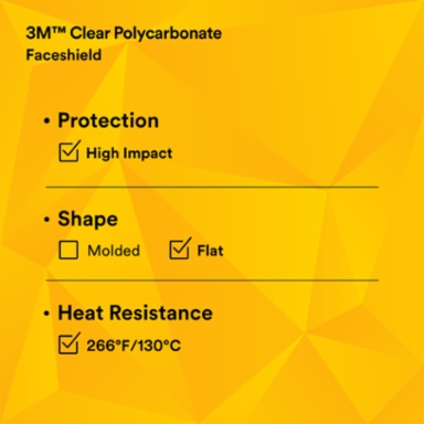 3M™ Clear Polycarbonate Faceshield WP98, 82543-00000, Flat Stock 10 EA/Case