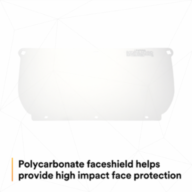 3M™ Clear Polycarbonate Faceshield WP98, 82543-00000, Flat Stock 10 EA/Case