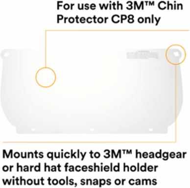 3M™ Clear Polycarbonate Faceshield WP98, 82543-00000, Flat Stock 10 EA/Case