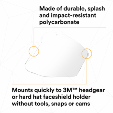 3M™ Total Performance Polycarbonate Clear Faceshield Window WCP96 82600-00000 10 ea/Case