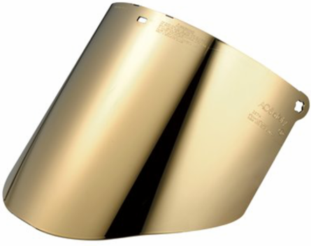 Gold-Coated Polycarbonate Dark Green Faceshield Window 0.075 Inch Thick, ANSI Z87.1 Certified