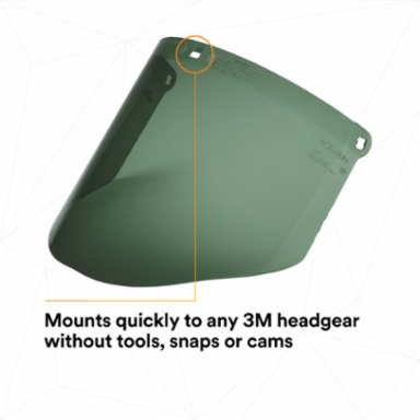3M™ Polycarbonate Faceshield WP96C, Dark Green, 82702-00000, Molded 10 EA/Case