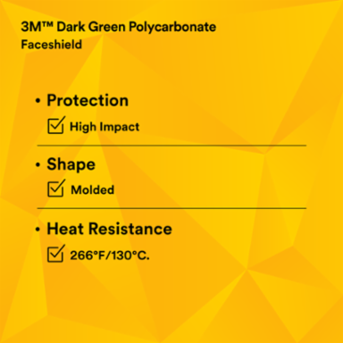 3M™ Polycarbonate Faceshield WP96C, Dark Green, 82702-00000, Molded 10 EA/Case