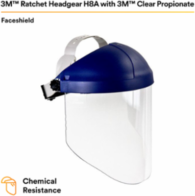 3M™ Ratchet Headgear H8A, 82783-00000, with 3M™ Clear Polycarbonate Faceshield WP96 5 EA/Case