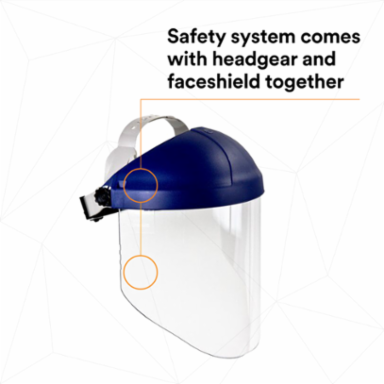 3M™ Ratchet Headgear H8A, 82783-00000, with 3M™ Clear Polycarbonate Faceshield WP96 5 EA/Case