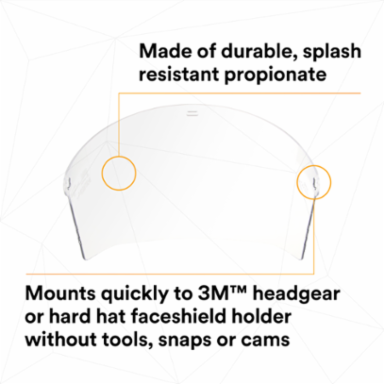 3M™ Ratchet Headgear H8A, 82783-00000, with 3M™ Clear Polycarbonate Faceshield WP96 5 EA/Case