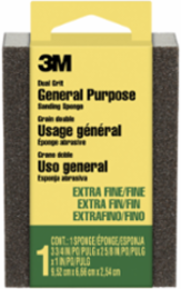 3M™ Sanding Sponge 907-ESF, Dual Grit Block, Extra Fine/Fine, 3 3/4 in x 2 5/8 in x 1 in (9.52 cm x 6.66 cm x 2.54 cm), 24 ea/cv