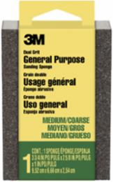 3M™ Sanding Sponge, 909-ESF, Dual Grit Block, 3 3/4 in x 2 5/8 in x 1 in (9,52 cm x 6,66 cm x 2,54 cm), Medium/Coarse, 24ea/cs