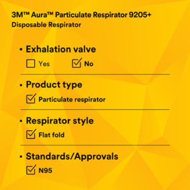3M™ Aura™ Particulate Respirator 9205+, N95, 440 ea/Case