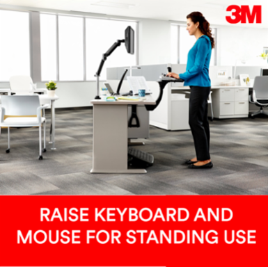 3M™ Sit/Stand Easy Adjust Keyboard Tray with Adjustable Keyboard and Mouse Platform, 23 in Track, AKT180LE