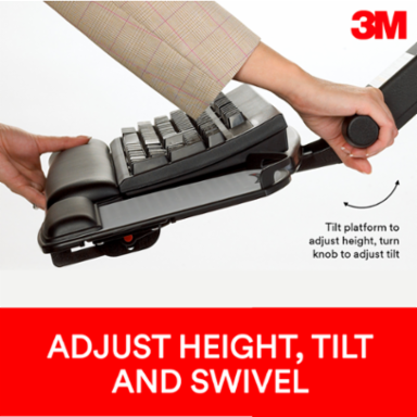 3M™ Easy Adjust Keyboard Tray with Standard Keyboard and Mouse Platform, 23 in Track, AKT90LE
