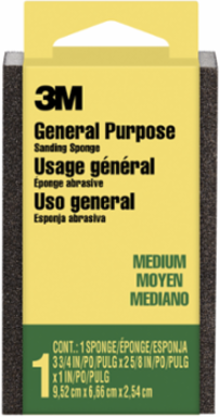 3M™ Sanding Sponge CP-002-ESF, Block, 3 3/4 in x 2 5/8 in x 1 in, Medium, 24 ea/cs