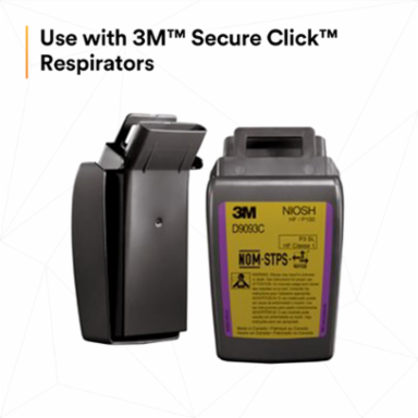 3M™ Secure Click™ Hard Case P100 Particulate Filter D9093C, Hydrogen Fluoride and Nuis. Level OV/AG Relief, 60 ea/Case
