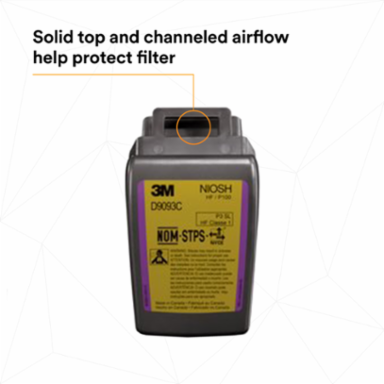 3M™ Secure Click™ Hard Case P100 Particulate Filter D9093C, Hydrogen Fluoride and Nuis. Level OV/AG Relief, 60 ea/Case