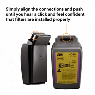 3M™ Secure Click™ Hard Case P100 Particulate Filter D9093C, Hydrogen Fluoride and Nuis. Level OV/AG Relief, 60 ea/Case