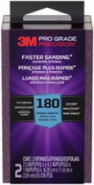 3M™ Pro Grade Precision™ Faster Sanding Sanding Block Sponge FSB180-PGP-2T, 2.5 x 4.5 x 1in, 180 grit, 2 each/pack