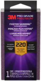 3M™ Pro Grade Precision™ Faster Sanding Sanding Block Sponge FSB220-PGP-1T, 2.5in x 4.5in x 1in, 220 grit, 12/case