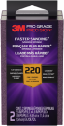 3M™ Pro Grade Precision™ Faster Sanding Sanding Block Sponge FSB220-PGP-2T, 2.5 in x 4.5 in x 1 in, 220 grit, 2 each/pack