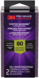 3M™ Pro Grade Precision™ Faster Sanding Sanding Block Sponge FSB80-PGP-2T, 2.5 x 4.5 x 1in, 80 grit, 2 each/pack