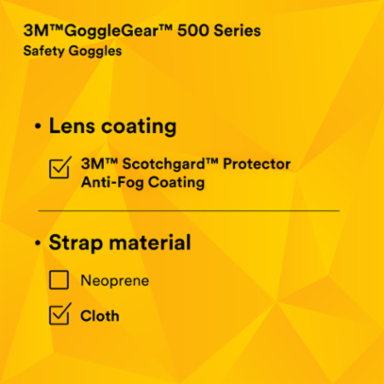 3M™ GoggleGear™ 500 Series GG501SGAF, Clear Scotchgard™ Anti-fog lens 10 EA/Case