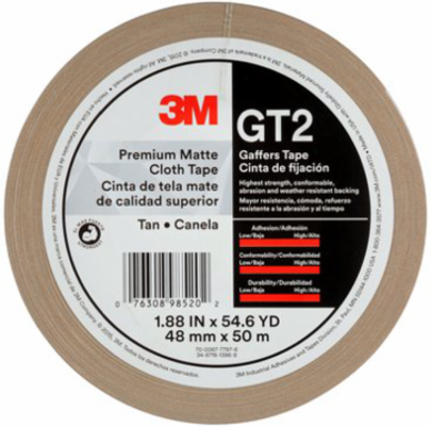 Premium Matte Cloth Gaffers Tape, 48 mm x 50 m, 11 mil, 24 Rolls per Case