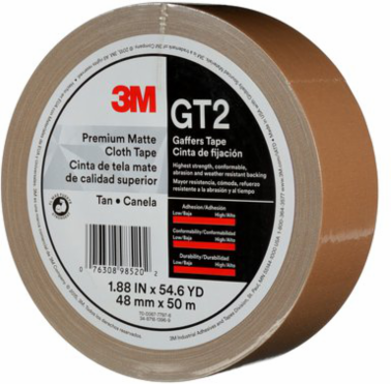 Premium Matte Cloth Gaffers Tape, 48 mm x 50 m, 11 mil, 24 Rolls per Case