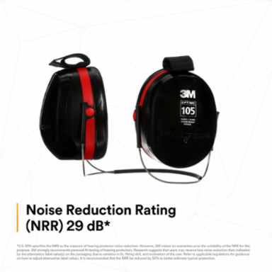 3M™ PELTOR™ Optime™ 105 Earmuffs H10B, Behind-the-Head, 10 EA/Case