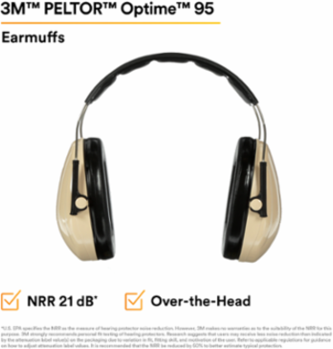 3M™ PELTOR™ Optime™ 95 Earmuffs H6A/V, Over-the-Head, 10 EA/Case