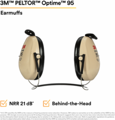 3M™ PELTOR™ Optime™ 95 Earmuffs H6B/V, Behind-the-Head, 10 EA/Case
