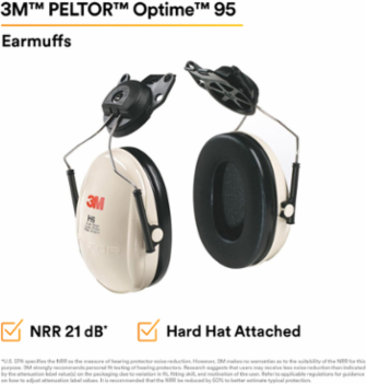 3M™ Peltor™ Optime™ 95 Hard Hat Attached Earmuff H6P3E/V, 10 EA/Case
