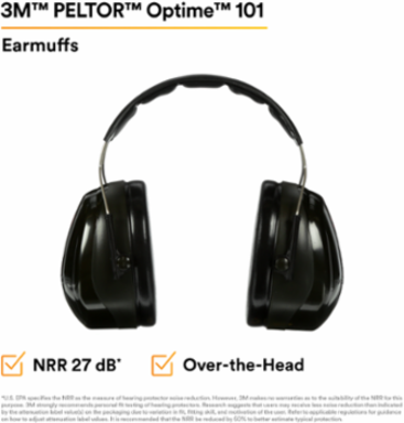 3M™ PELTOR™ Optime™ 101 Earmuffs H7A, Over-the-Head, 10 EA/Case