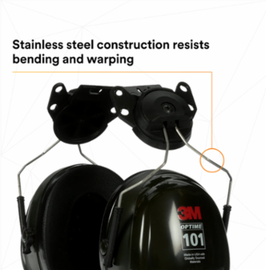 3M™ PELTOR™ Optime™ 101 Earmuffs H7P3E, Hard Hat Attached, 10 EA/Case