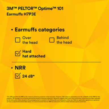 3M™ PELTOR™ Optime™ 101 Earmuffs H7P3E, Hard Hat Attached, 10 EA/Case