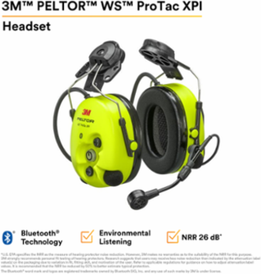 3M™ PELTOR™ WS™ ProTac XPI Headset Hard Hat Attached MT15H7P3EWS6, 10 ea/Case