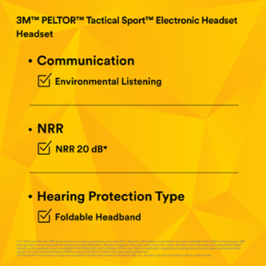3M™ PELTOR™ Tactical Sport™ MT16H210F-479-SV, Electronic Headset, Foldable Headband, Black, 10 Each/Case