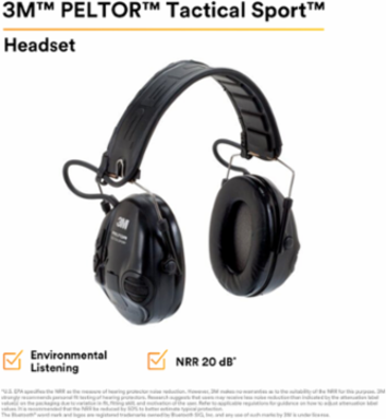 3M™ PELTOR™ Tactical Sport™ MT16H210F-479-SV, Electronic Headset, Foldable Headband, Black, 10 Each/Case