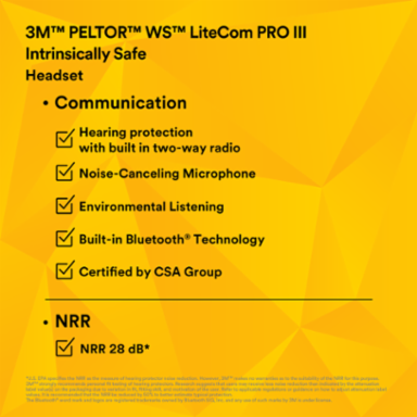 3M™ PELTOR™ WS™ LiteCom PRO III Headset - NeckBand- Intrinsically Safe - MT73H7B4D10NA-50