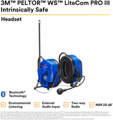 3M™ PELTOR™ WS™ LiteCom PRO III Headset - NeckBand- Intrinsically Safe - MT73H7B4D10NA-50