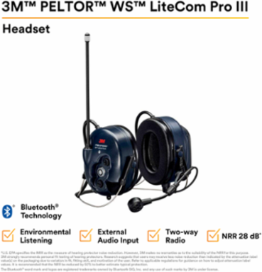 3M™ PELTOR™ WS™ LiteCom PRO III Headset - Neckband - MT73H7B4D10-NA