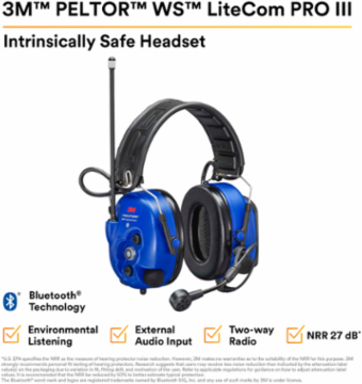 3M™ PELTOR™ WS™ LiteCom PRO III Headset - Headband - Intrinsically Safe - MT73H7F4D10NA-50