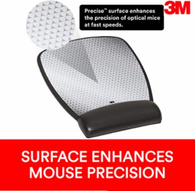 3M™ Precise™ Mouse Pad with Gel Wrist Rest, , Optical Mouse Performance and Battery Saving Design, 8.6" x 6.8", Vertex, MW309LE