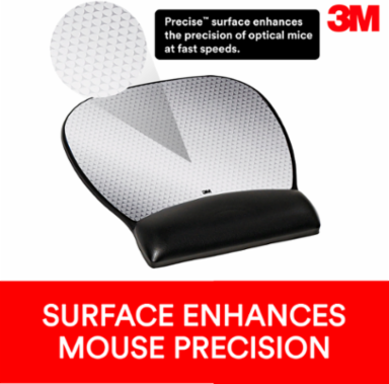 3M™ Precise™ Mouse Pad with Gel Wrist Rest, , Optical Mouse Performance and Battery Saving Design, 9.2" x 8.7", Vertex, MW310LE