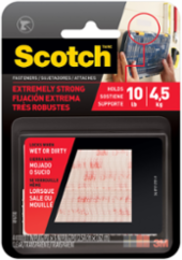 Scotch™ Extreme Fasteners RF6730, Clear, 1 in x 3 in (25.4 mm x 76.2 mm), 2 Sets of Strips