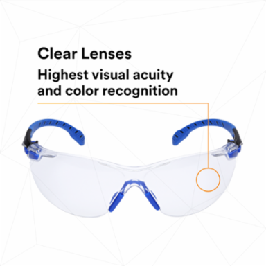 3M™ Solus™ Safety Glasses 1000-Series S1101SGAF-KT, Kit, Foam, Strap, Black/Blue, Clear Scotchgard™ Anti-fog lens, 20 EA/Case