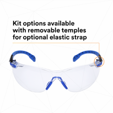 3M™ Solus™ Safety Glasses 1000-Series S1101SGAF-KT, Kit, Foam, Strap, Black/Blue, Clear Scotchgard™ Anti-fog lens, 20 EA/Case