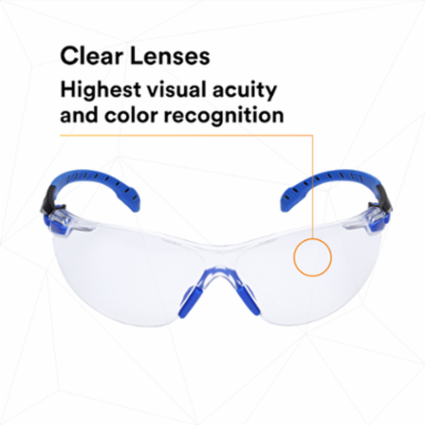 3M™ Solus™ 1000-Series Safety Glasses S1101SGAF, Black/Blue, Clear Scotchgard™ Anti-Fog Lens, 20 EA/Case