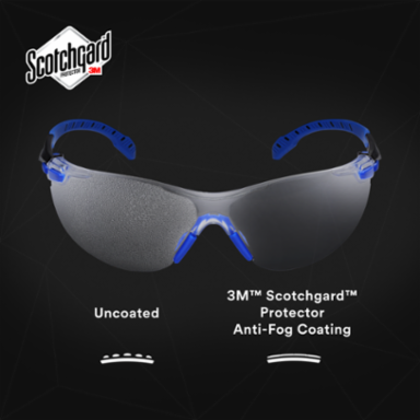 3M™ Solus™ 1000-Series Safety Glasses S1101SGAF, Black/Blue, Clear Scotchgard™ Anti-Fog Lens, 20 EA/Case